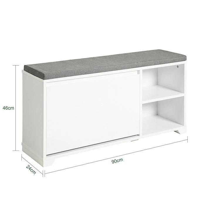 SoBuy | Schuhkipper | Sitzbank mit Stauraum | Garderobenbank Weiß | FSR119-W