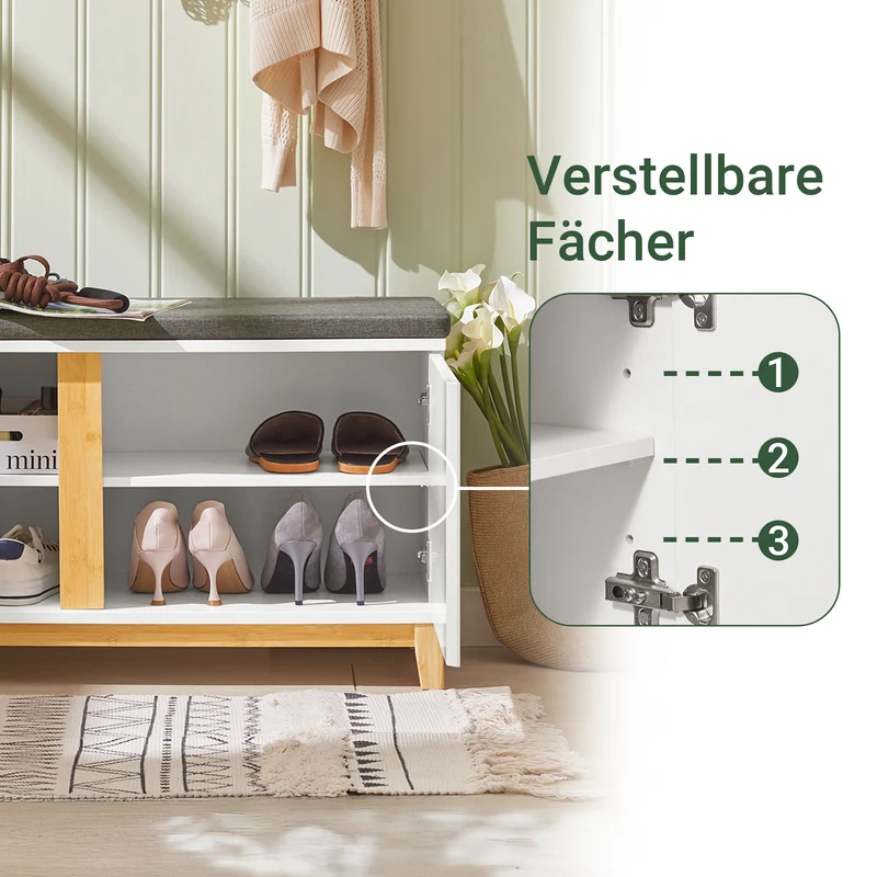 SoBuy | Schuhbank mit Sitzfläche | Sitzbank | Dielenbank | Weiß | FSR117-W
