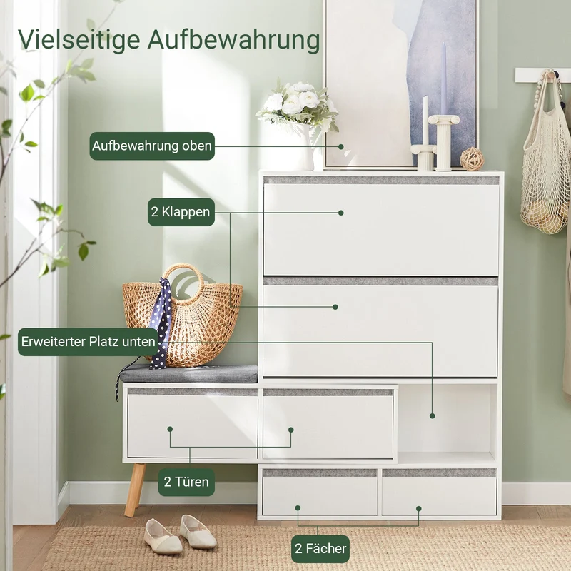 SoBuy | Schuhkipper | Schuhschrank | Schuhkommode Weiß | FSR134-W