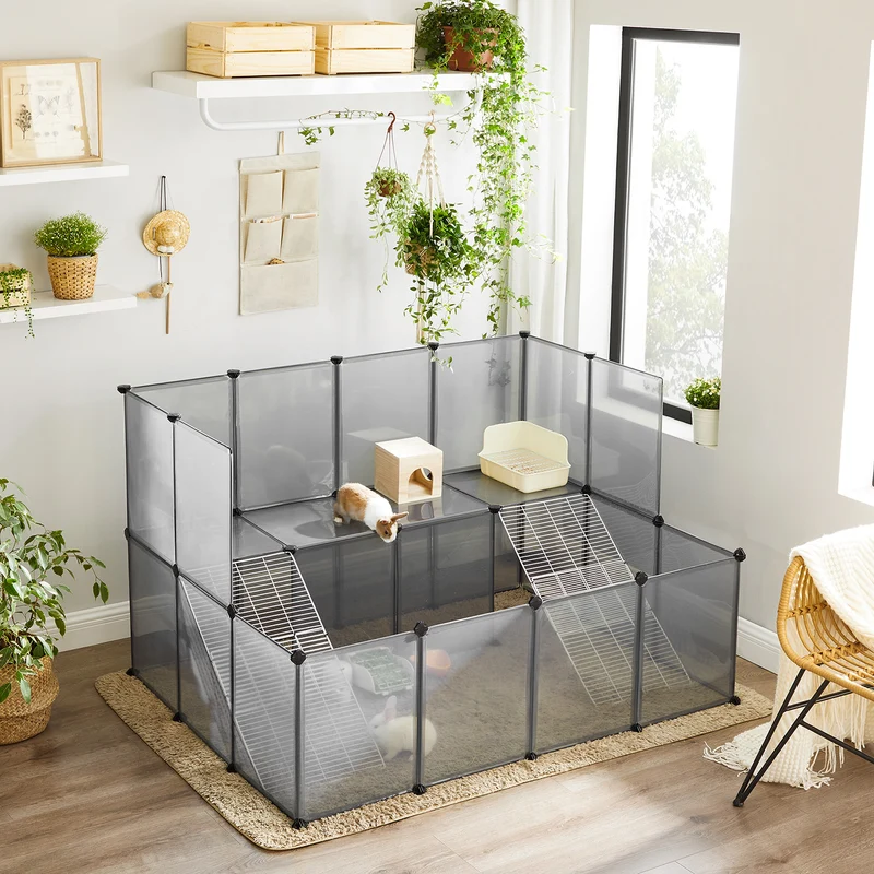 Enclos modulable pour petits animaux extérieur 143 x 108 x 92 cm en plastique gris 12_0010307