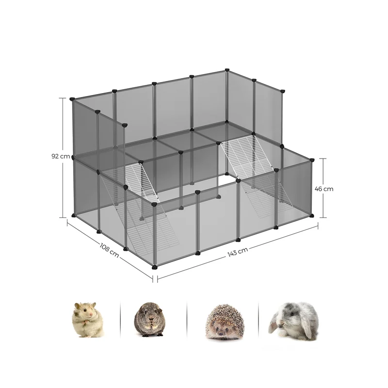 Enclos modulable pour petits animaux extérieur 143 x 108 x 92 cm en plastique gris 12_0010307