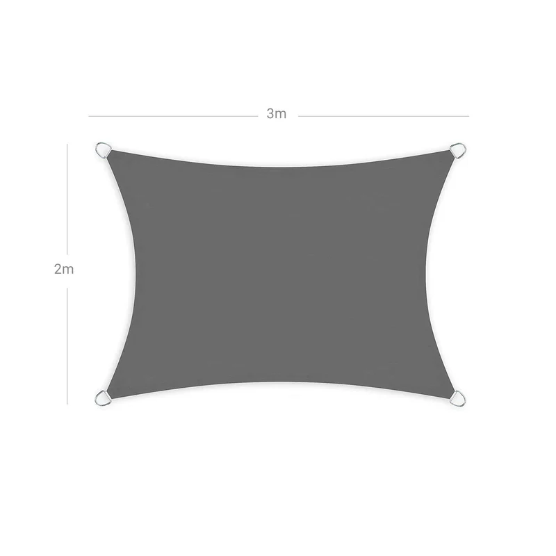 2 x 3 m voile d’ombrage hydrofuge 93% de protection uv en polyester résistant à la déchirure résistant aux intempéries pour terrasse jardin camping anthracite gsh23bk 12_0001735