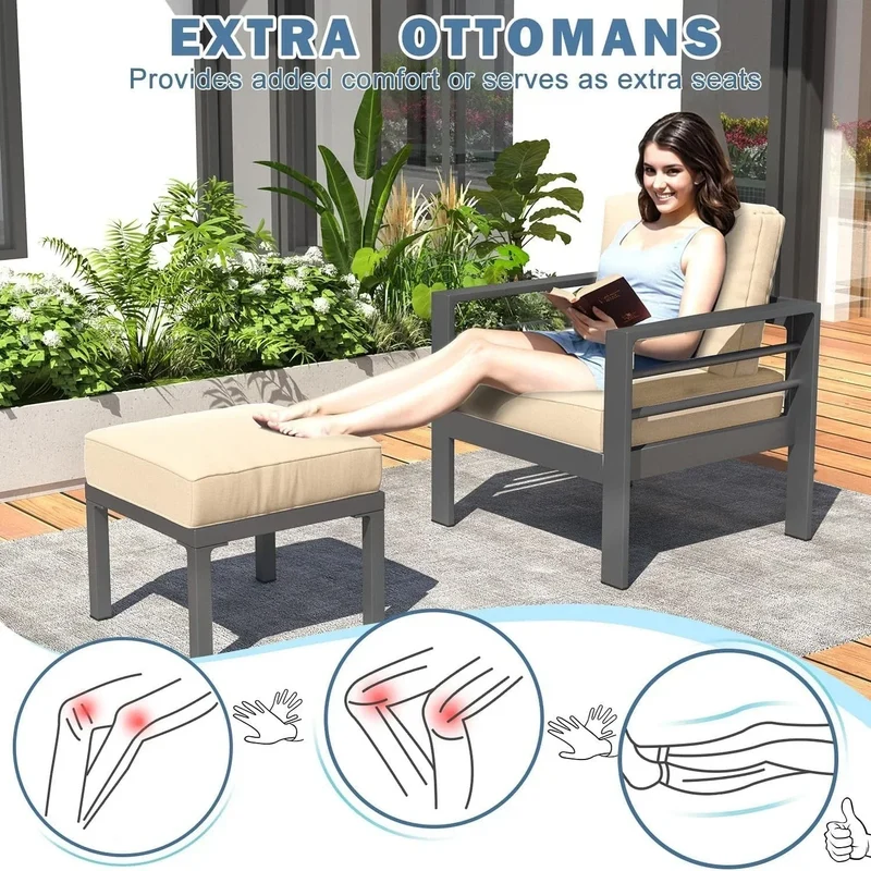 AECOJOY Ensemble de 7 Meubles de Jardin en Aluminium pour Extérieur