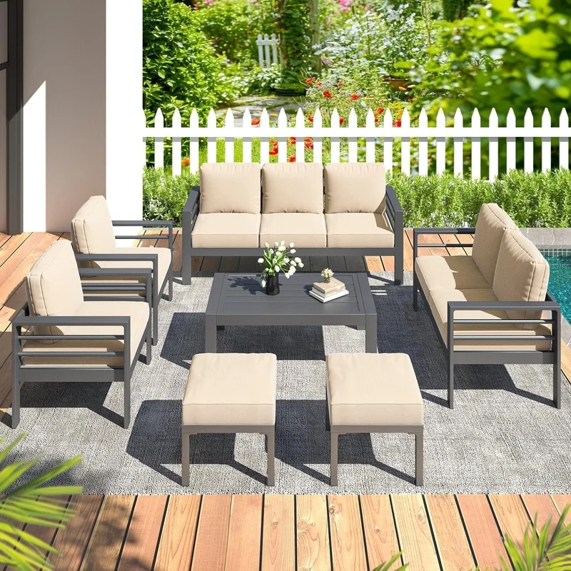 AECOJOY Ensemble de 7 Meubles de Jardin en Aluminium pour Extérieur