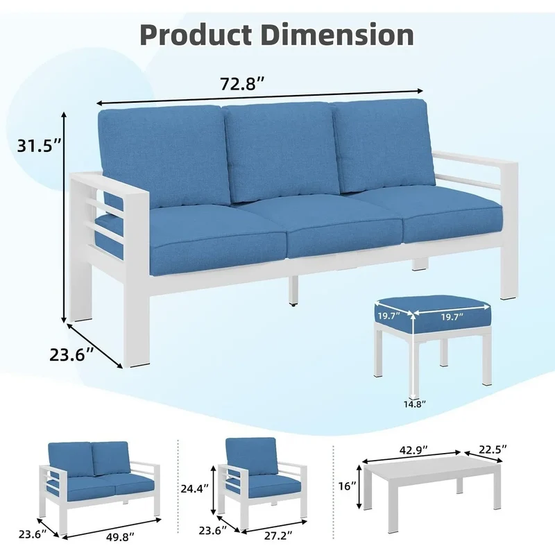 AECOJOY Ensemble de 7 Meubles de Jardin en Aluminium pour Extérieur