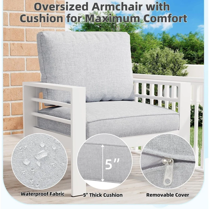 AECOJOY Ensemble de 7 Meubles de Jardin en Aluminium pour Extérieur
