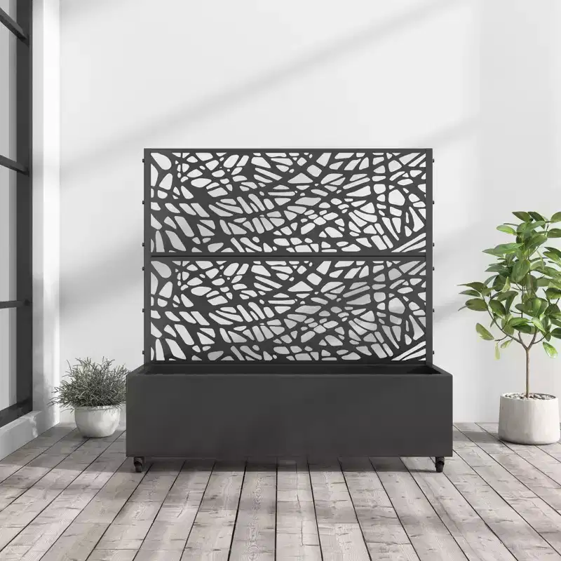 MAYEERTY Jardinière avec treillis en fer noir, style 01, 72 x 47 x 16 pouces, lot de 3 pièces