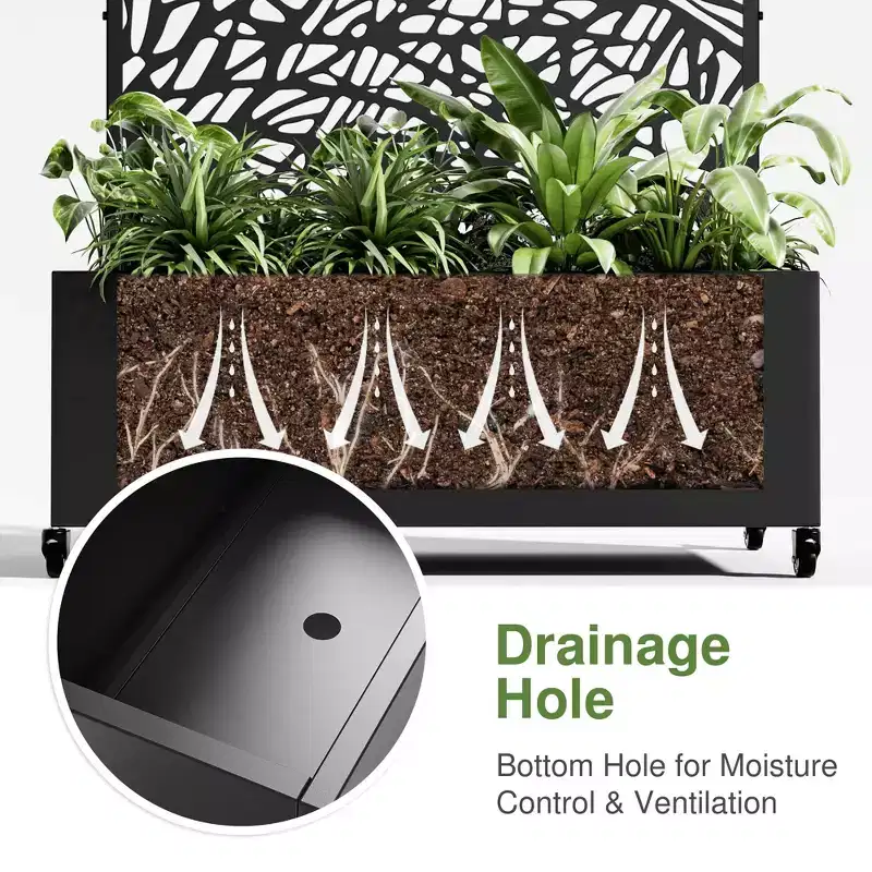 MAYEERTY Jardinière avec treillis en fer noir, style 01, 72 x 47 x 16 pouces, lot de 3 pièces