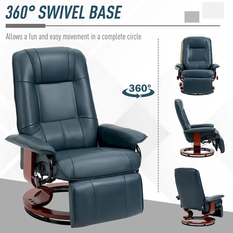 Fauteuil inclinable manuel pivotant en similicuir HomCom avec repose-pieds confortable et relaxant