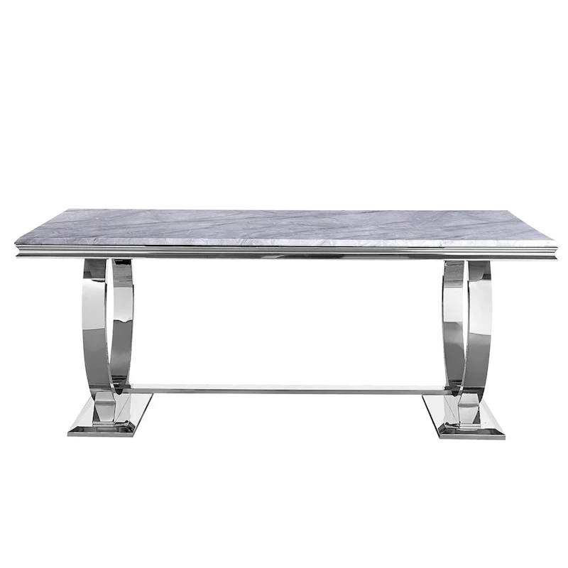 Table de salle à manger moderne avec piètement en U en acier inoxydable