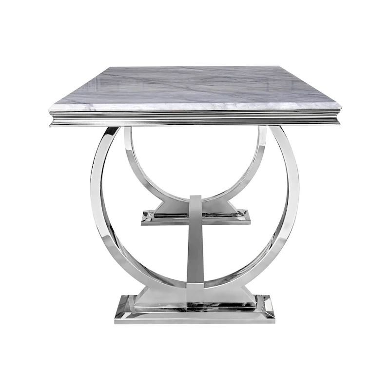 Table de salle à manger moderne avec piètement en U en acier inoxydable