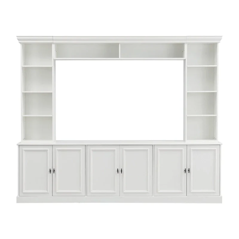 Ensemble mural de 4 meubles TV avec pont pour téléviseurs jusqu'à 70 pouces, meuble TV avec étagères réglables, grande console multimédia