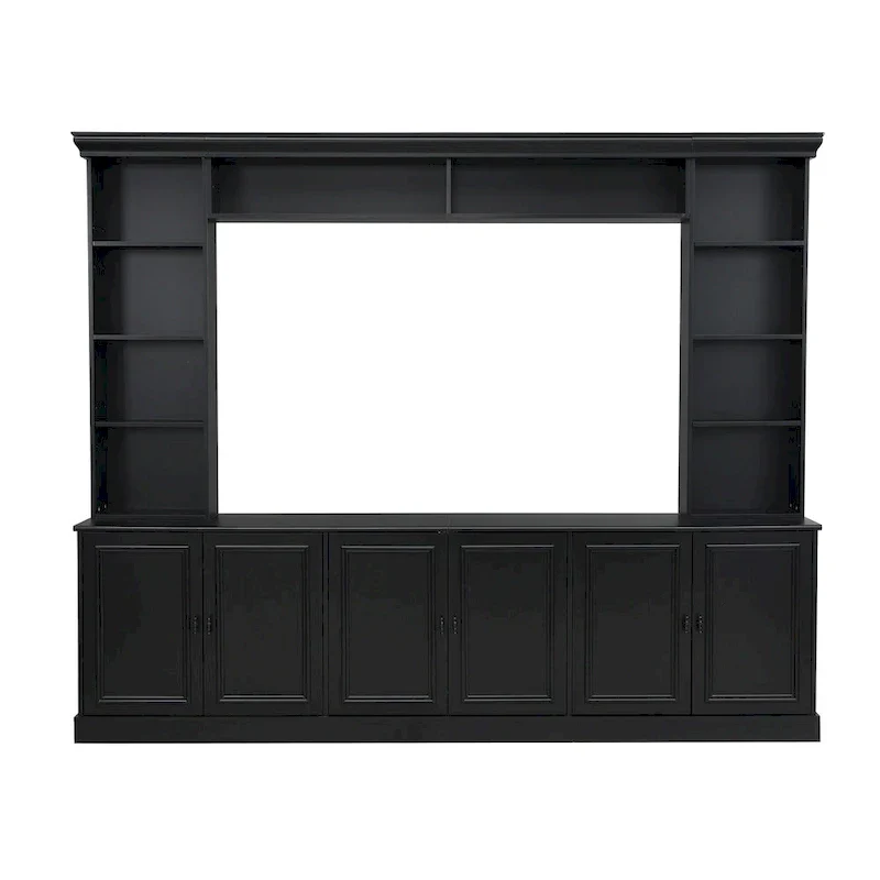 Ensemble mural de 4 meubles TV avec pont pour téléviseurs jusqu'à 70 pouces, meuble TV avec étagères réglables, grande console multimédia