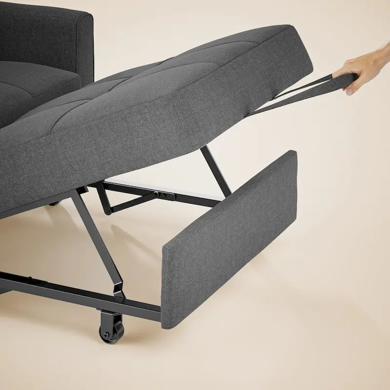 Canapé-lit convertible 3 en 1, chaise longue rembourrée réglable et pliable