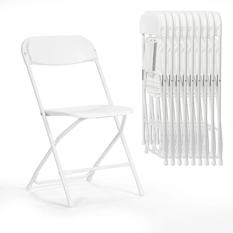 Chaise pliante en plastique, lot de 10, capacité de 158 kg pour événements, bureau, mariage, fête, pique-nique, cuisine, salle à manger