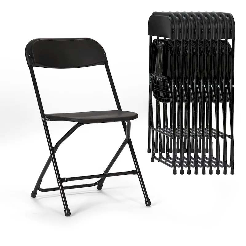 Chaise pliante en plastique, lot de 10, capacité de 158 kg pour événements, bureau, mariage, fête, pique-nique, cuisine, salle à manger