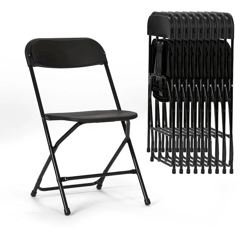 Chaise pliante en plastique, lot de 10, capacité de 158 kg pour événements, bureau, mariage, fête, pique-nique, cuisine, salle à manger