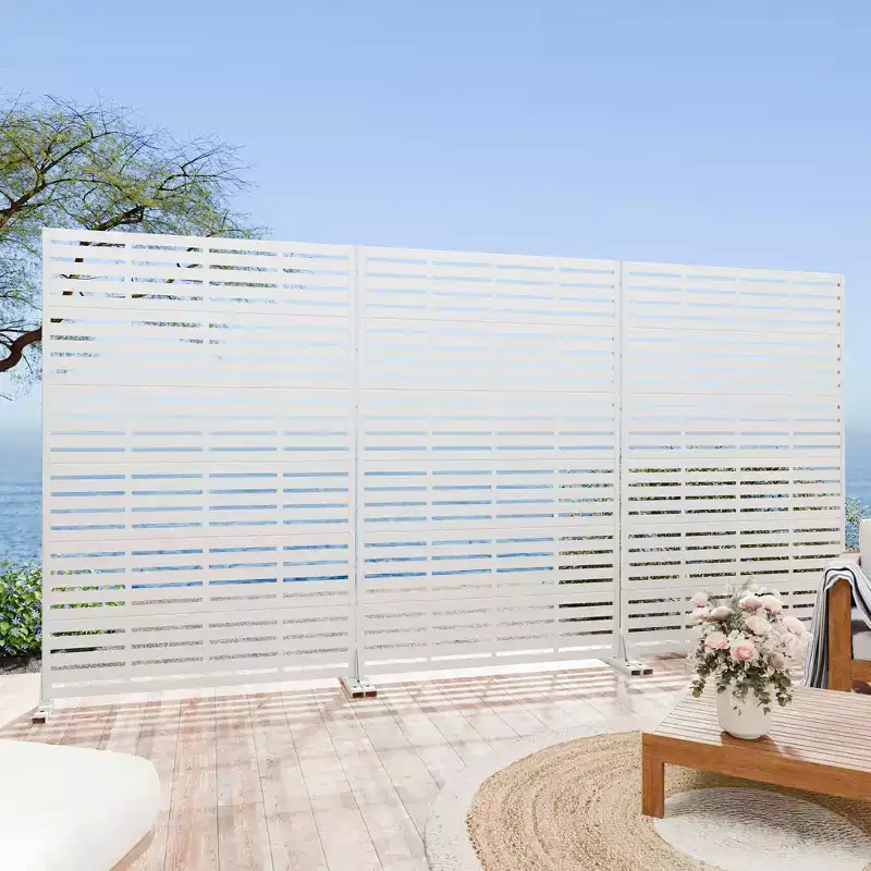 MAYEERTY 72x47 Écran de confidentialité extérieur naturel blanc, séparateur pliable naturel en 6 pièces pour jardin et cour arrière