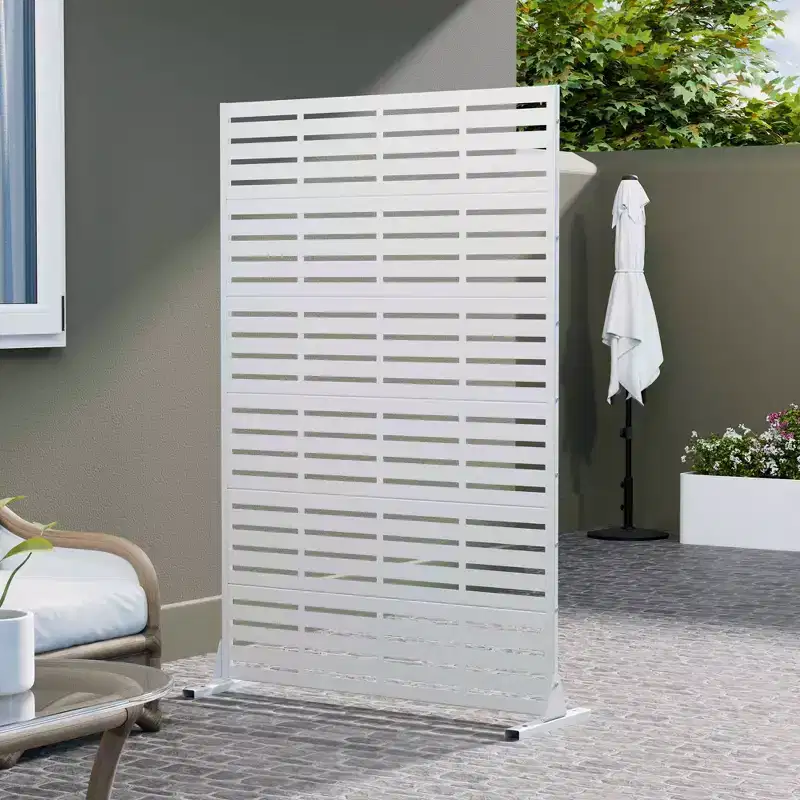 MAYEERTY 72x47 Écran de confidentialité extérieur naturel blanc, séparateur pliable naturel en 6 pièces pour jardin et cour arrière