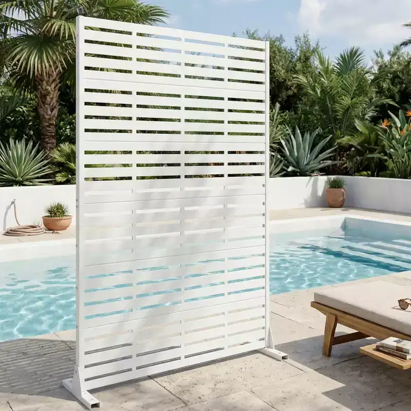 MAYEERTY 72x47 Écran de confidentialité extérieur naturel blanc, séparateur pliable naturel en 6 pièces pour jardin et cour arrière