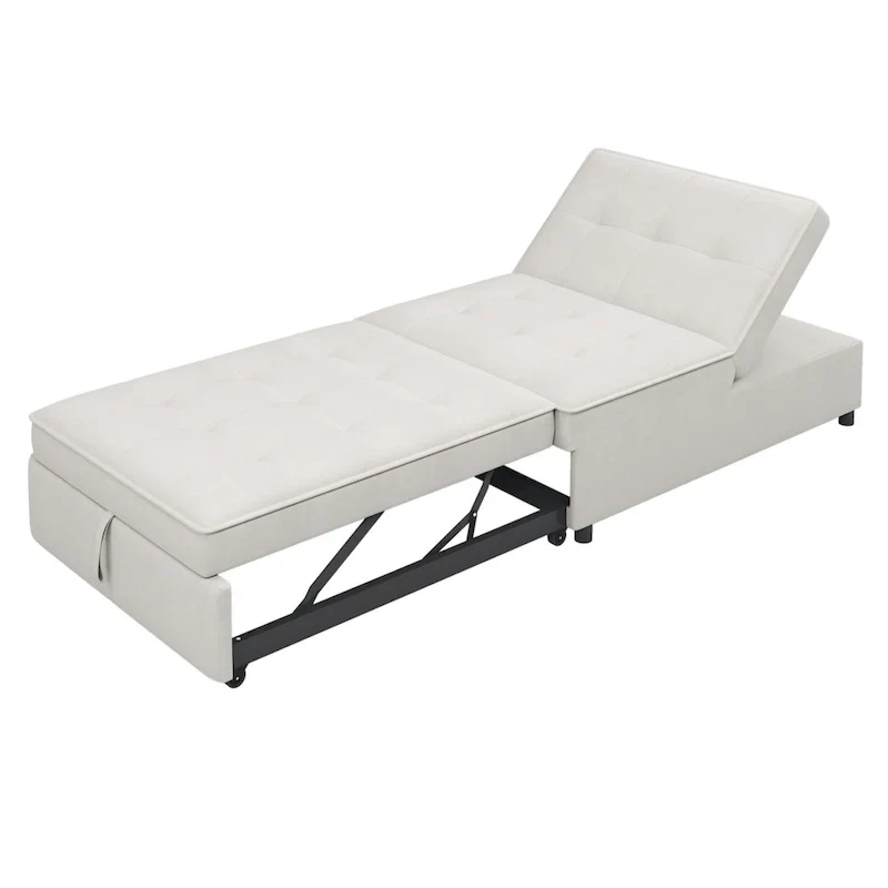 Canapé convertible 3 places 4-en-1 en lin 72,5" avec dossier réglable sur 5 niveaux et poche de rangement