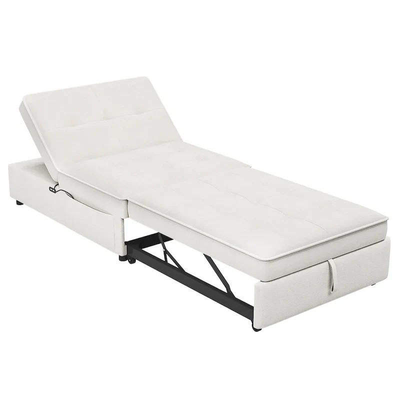 Canapé convertible 3 places 4-en-1 en lin 72,5" avec dossier réglable sur 5 niveaux et poche de rangement