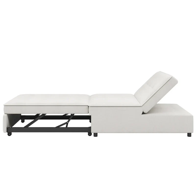 Canapé convertible 3 places 4-en-1 en lin 72,5" avec dossier réglable sur 5 niveaux et poche de rangement