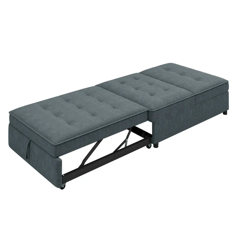 Canapé convertible 3 places 4-en-1 en lin 72,5" avec dossier réglable sur 5 niveaux et poche de rangement