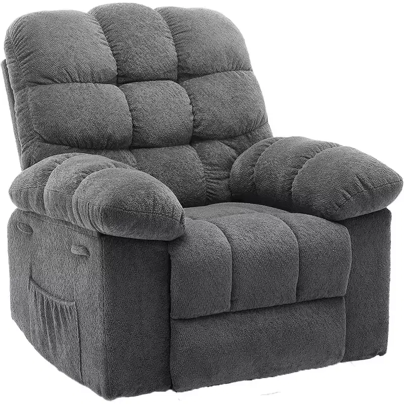 Fauteuil inclinable manuel, fauteuil inclinable ergonomique en tissu respirant avec poches latérales, canapé individuel, adapté au salon et à la chambre à coucher