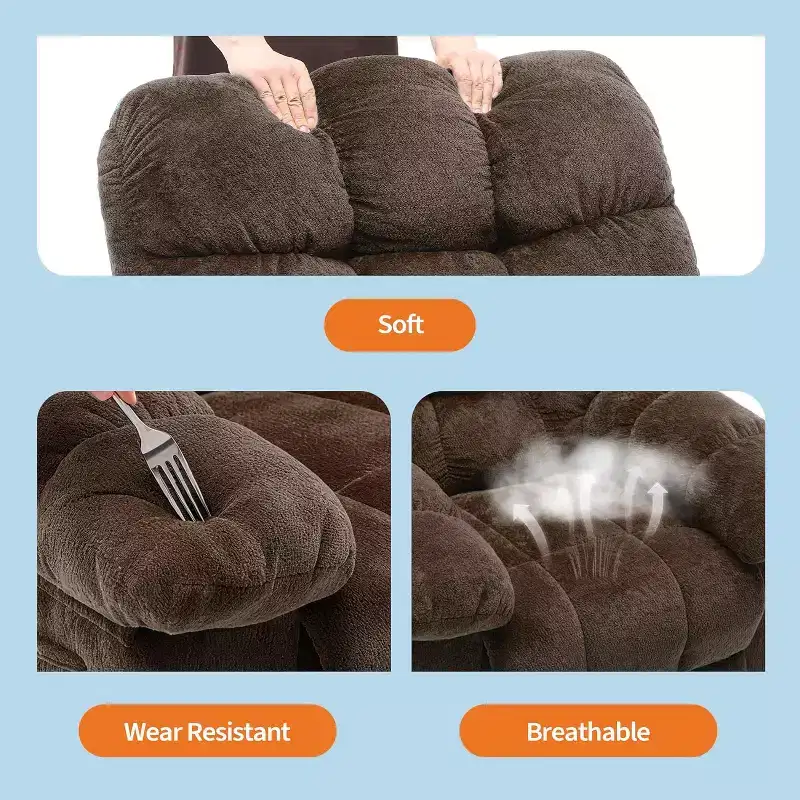 Fauteuil inclinable manuel, fauteuil inclinable ergonomique en tissu respirant avec poches latérales, canapé individuel, adapté au salon et à la chambre à coucher