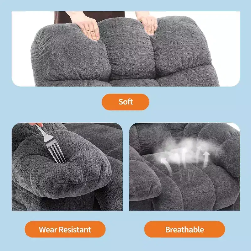 Fauteuil inclinable manuel, fauteuil inclinable ergonomique en tissu respirant avec poches latérales, canapé individuel, adapté au salon et à la chambre à coucher