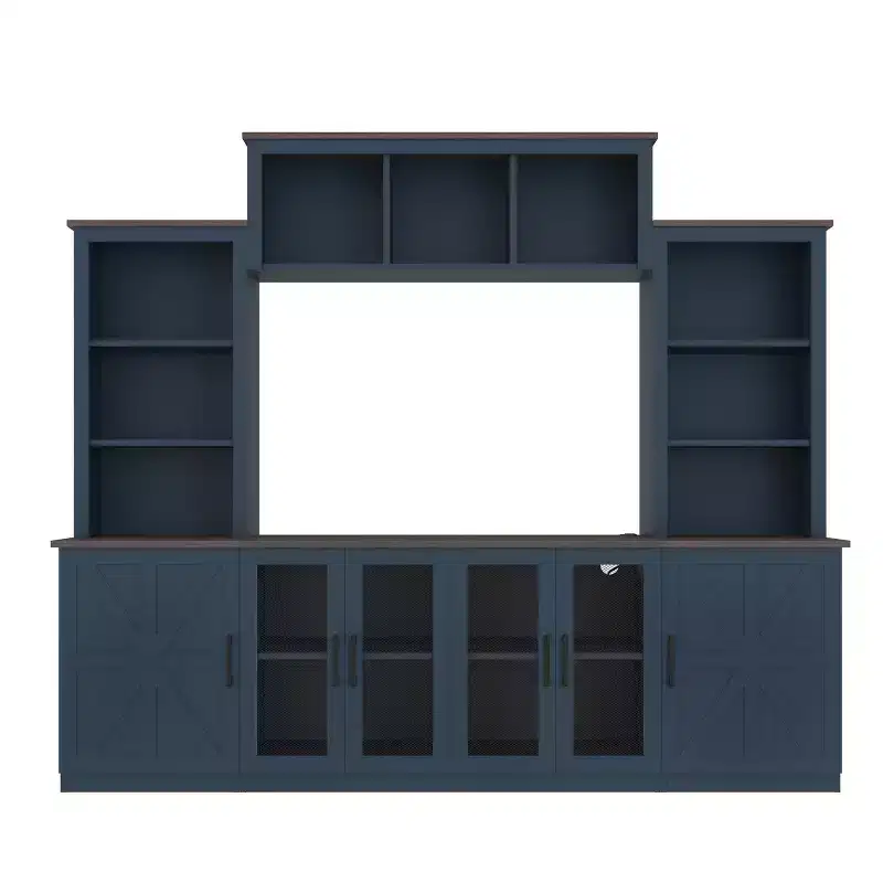 Meuble TV Moderne pour Téléviseur de 55 Pouces avec Station de Chargement, Console Multimédia avec Grands Placards de Rangement, Meuble TV pour Salon-Panipeachy