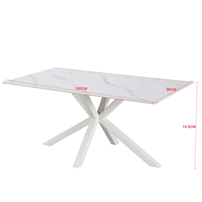 Tavolo da pranzo 160×90 cm in ceramica effetto marmo nero con gambe nere Hunter