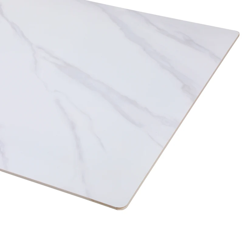 Tavolo da pranzo 160×90 cm in ceramica effetto marmo bianco con gambe bianche Hunter