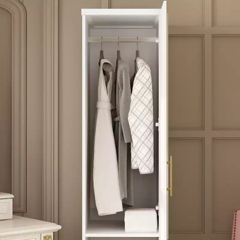 Penderie modulaire de luxe blanche Famapy avec ferrures dorées : portes à panneaux + conception à portes mixtes – Dressing élégant sur mesure pour chambres à coucher