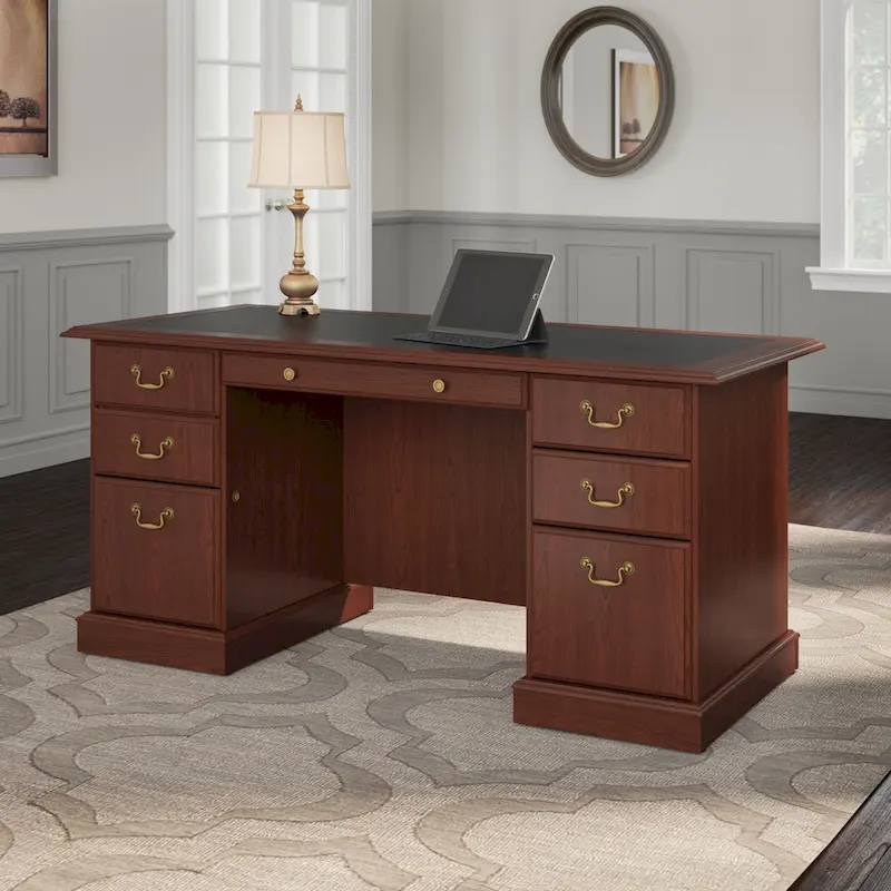 Bureau de direction Bush Furniture Saratoga avec tiroirs et rangements
