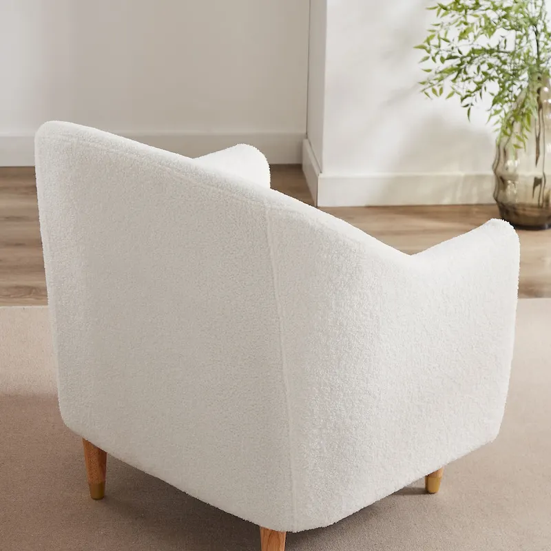 28.34W Lot de 2 fauteuils d'appoint, fauteuil barillet en velours avec pieds en bois massif