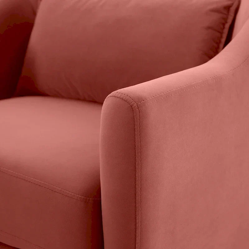 28.34W Lot de 2 fauteuils d'appoint, fauteuil barillet en velours avec pieds en bois massif