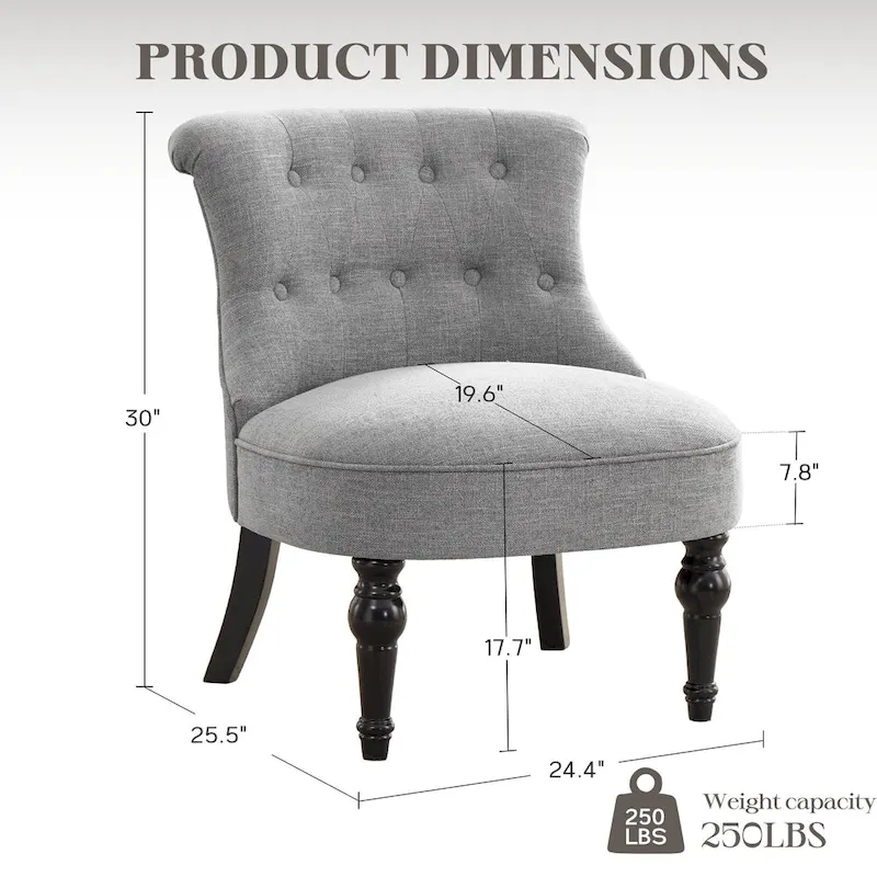 Fauteuil d'appoint confortable sans accoudoirs pour le salon