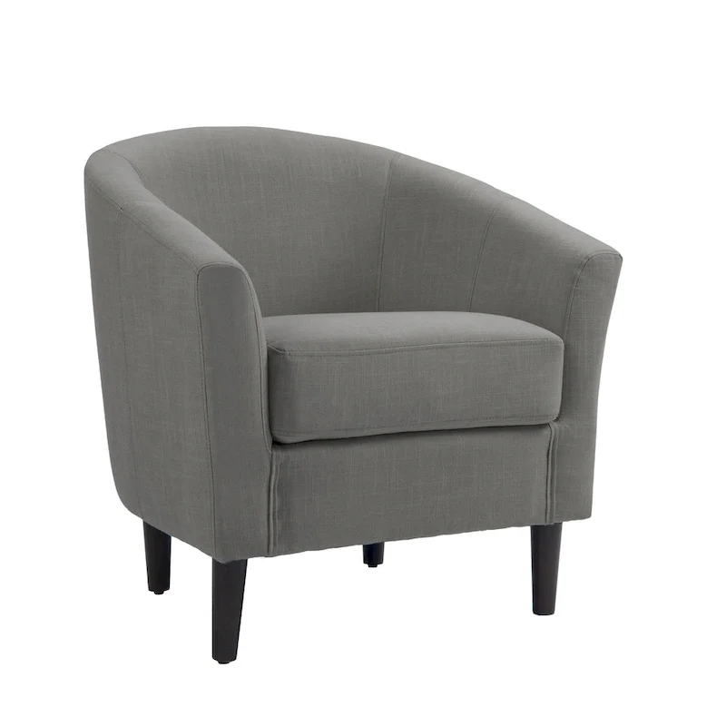 2 fauteuils club modernes en lin avec accoudoirs ronds