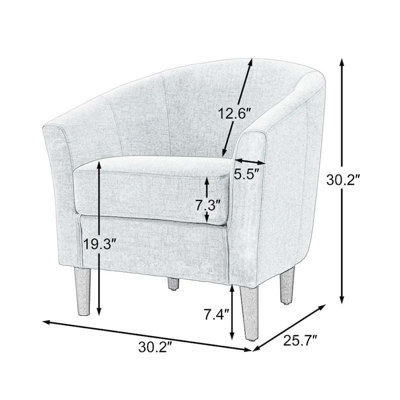2 fauteuils club modernes en lin avec accoudoirs ronds