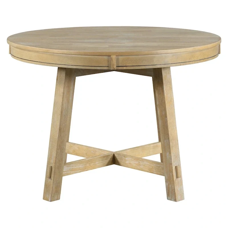 Table de salle à manger ronde extensible de style ferme avec 16 rallonges en bois