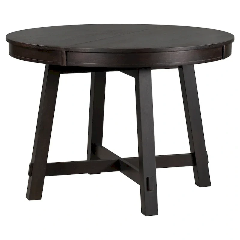 Table de salle à manger ronde extensible de style ferme avec 16 rallonges en bois
