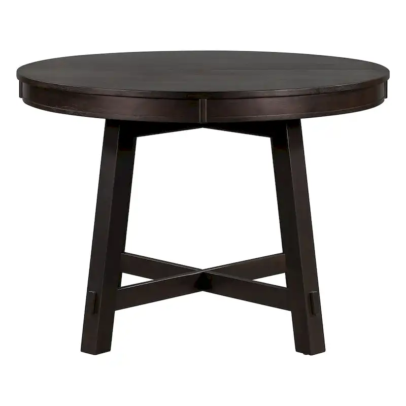 Table de salle à manger ronde extensible de style ferme avec 16 rallonges en bois