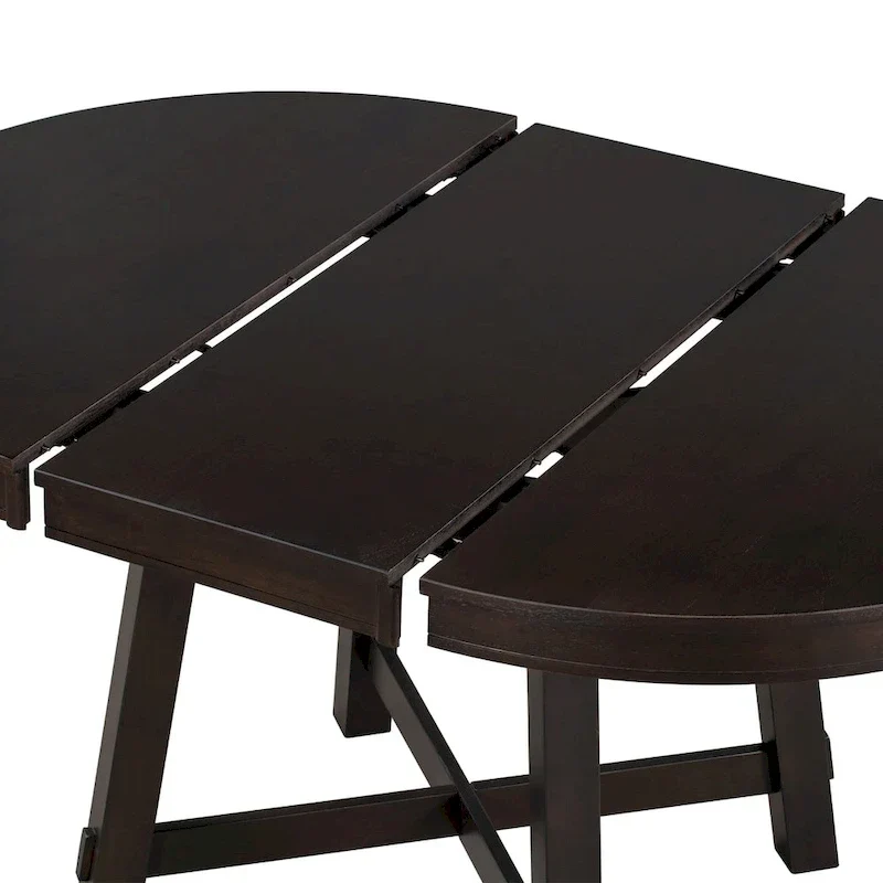 Table de salle à manger ronde extensible de style ferme avec 16 rallonges en bois
