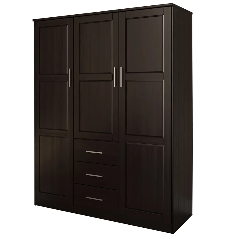 Palace Imports Armoire Cosmo 3 portes 100 % bois massif avec portes en bois massif ou portes miroir