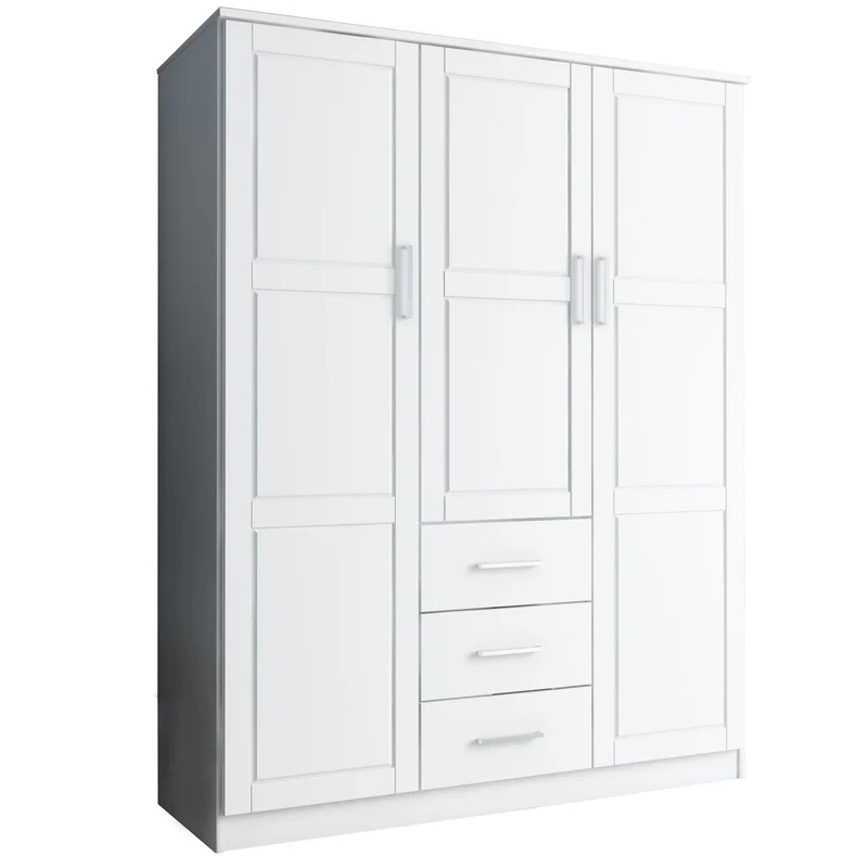 Palace Imports Armoire Cosmo 3 portes 100 % bois massif avec portes en bois massif ou portes miroir