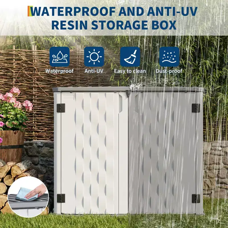 Armoire de rangement d'extérieur, Abri de rangement extérieur en résine étanche, pour poubelles