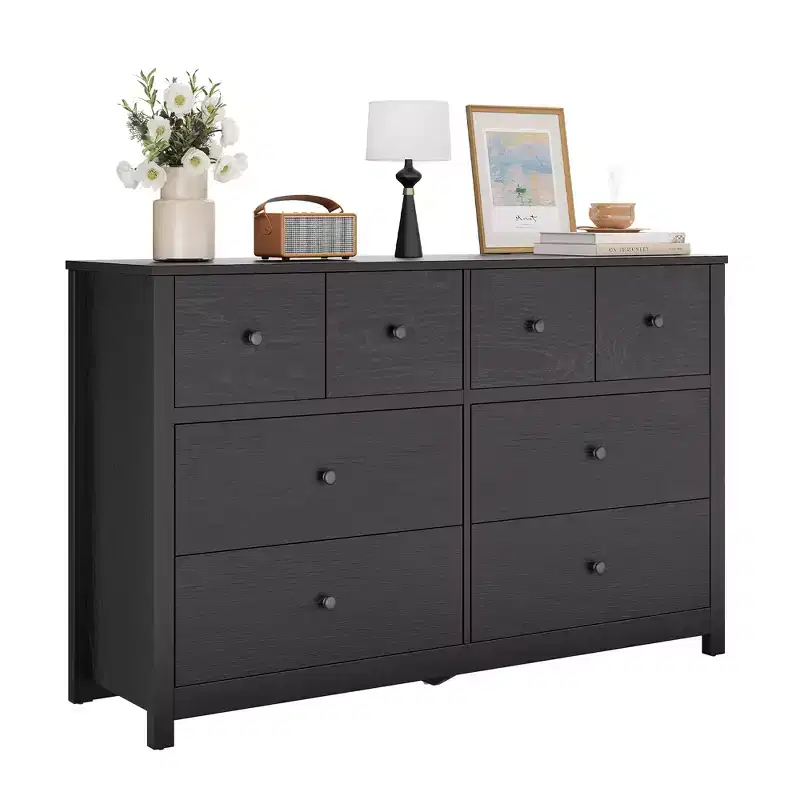 Commode moderne à 8 tiroirs pour chambre à coucher, grande commode en bois avec tiroirs profonds, meuble de rangement autonome pour salon