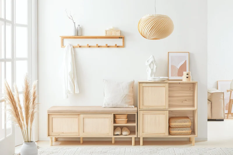 SoBuy | Sideboard mit Schiebetüren | Flurschrank | Küchenschrank | Kommode | Natur | FSB87-N